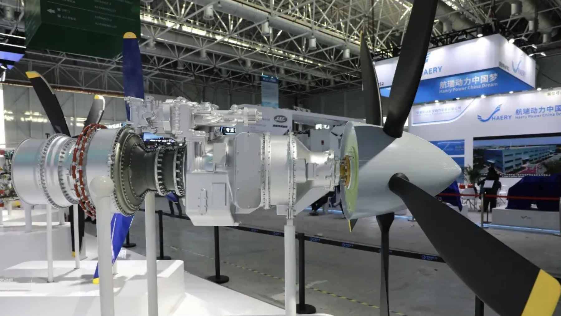 The 7.5-ton unmanned cargo aircraft powered by the AEP100 hydrogen-fueled turboprop engine during its maiden flight test in Zhuzhou, China.