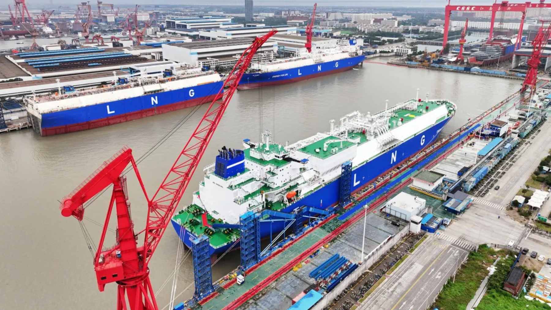 Satellite imagery of an unidentified low-profile Chinese submarine moored at the Jiangnan Shipyard in Shanghai.