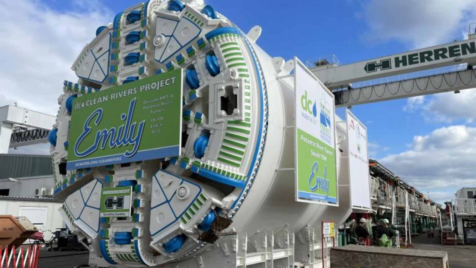 A German tunnel-boring machine just reached Washington, and the Potomac project turns sewer control into heavy engineering 1 A massive tunnel-boring machine named "Emily" being prepared for excavation at a construction site in West Potomac Park, Washington, D.C.