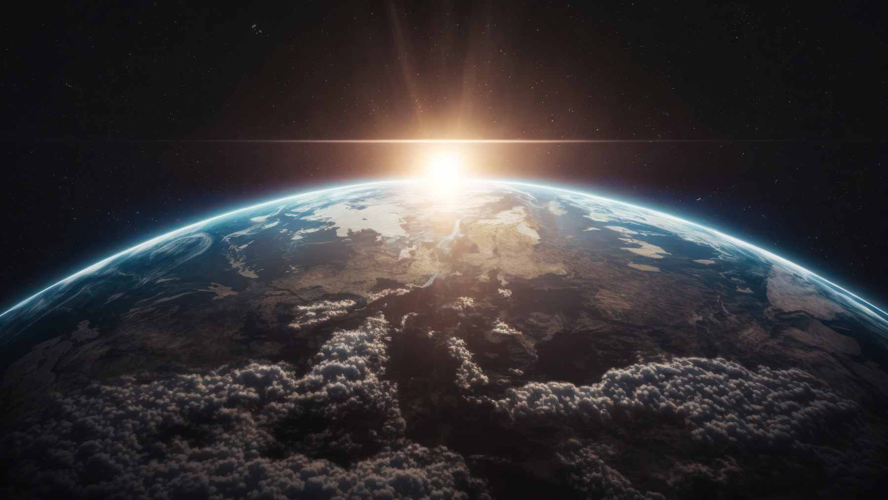 An artistic representation of Earth slowly rotating in space, influenced by gravitational forces from the Moon and shifting mass due to melting ice.