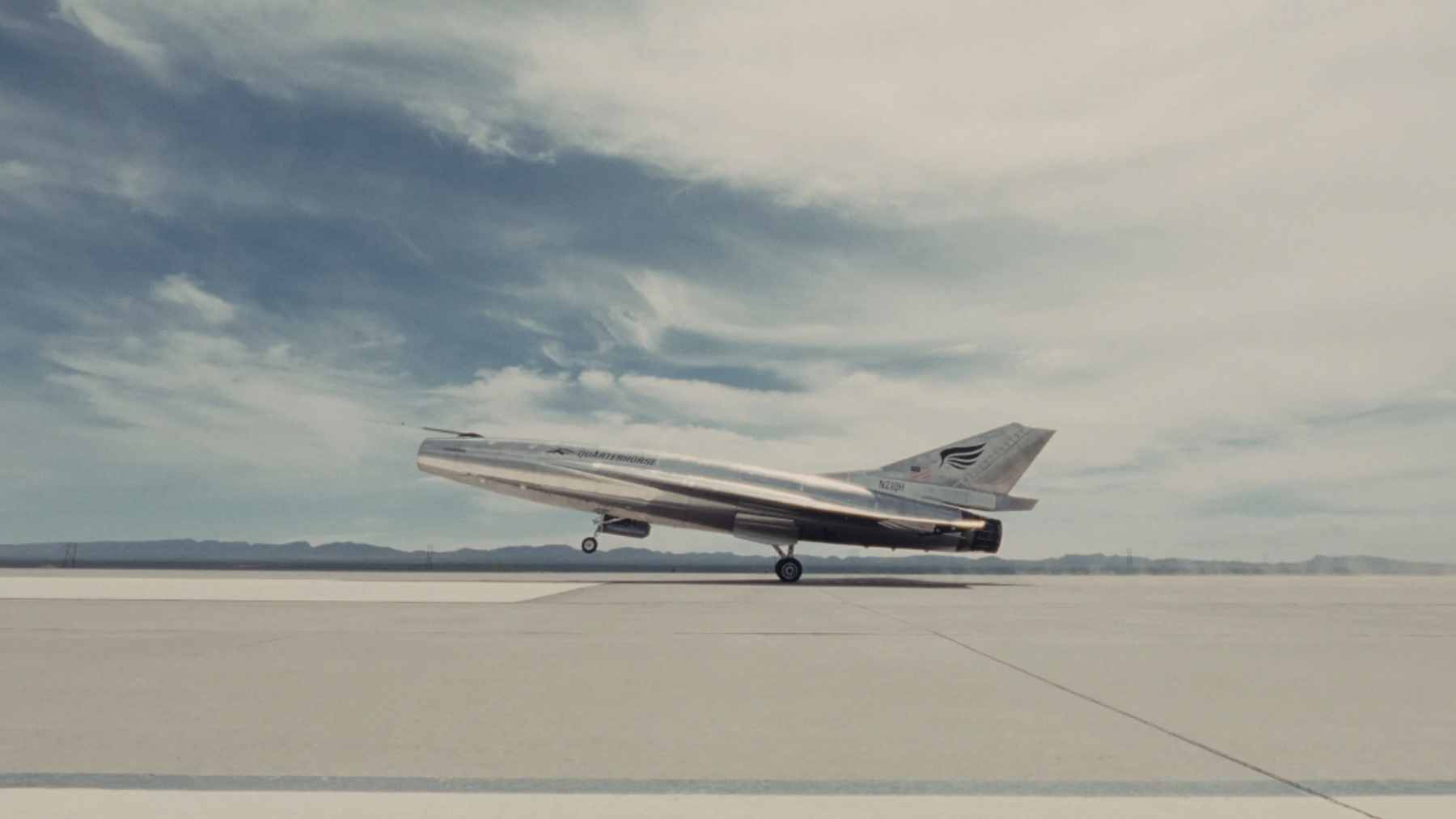 The Hermeus Quarterhorse test vehicle during a flight test program at Edwards Air Force Base.