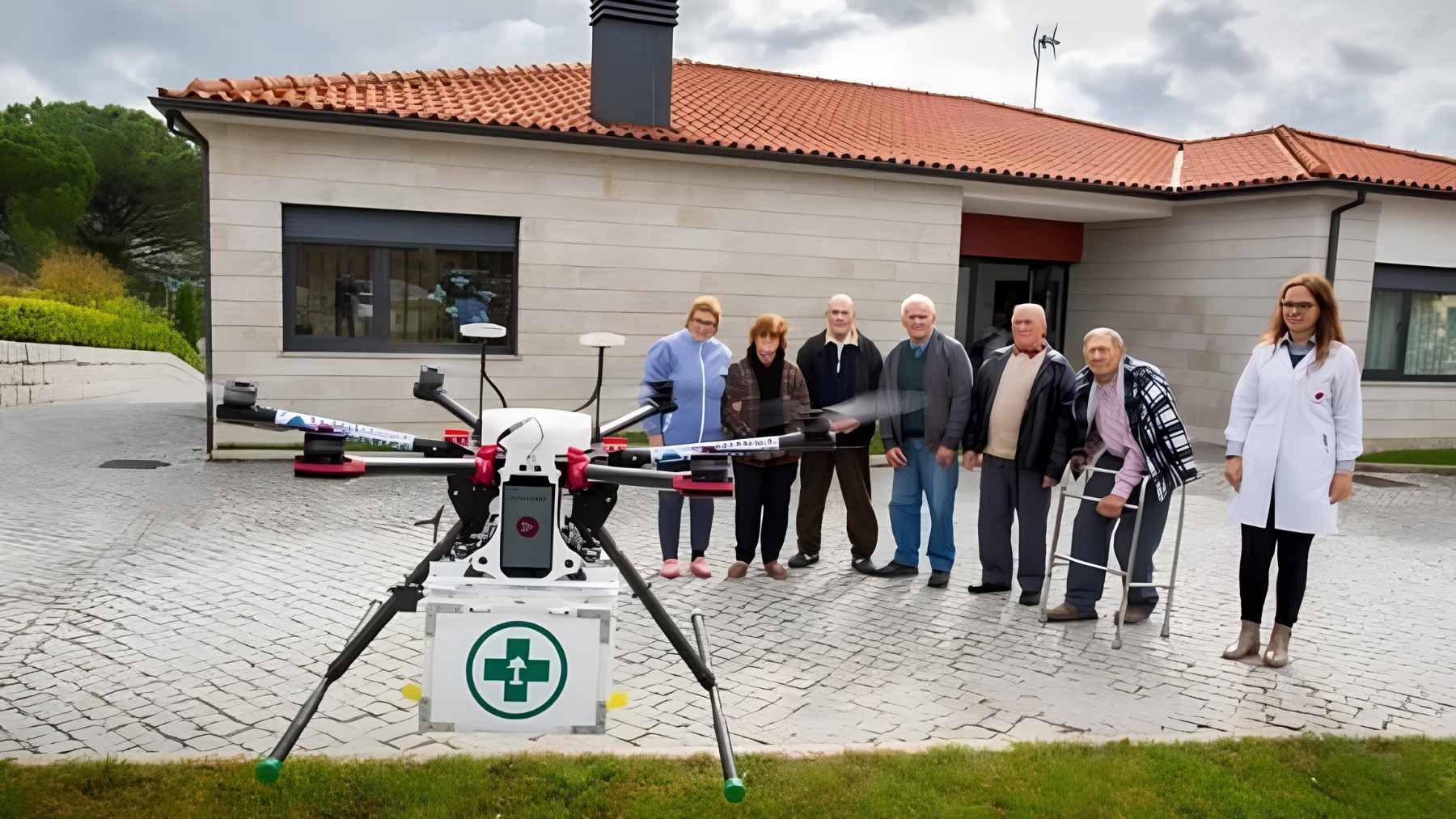 The Portuguese city that is testing the use of drones to deliver ibuprofen, band-aids, and sunscreen at no extra cost—and that promises to eliminate hundreds of car trips a year with a simple buzz in the sky 2 A drone delivering medical supplies to workers at the Sanjotec technology park in São João da Madeira, Portugal.