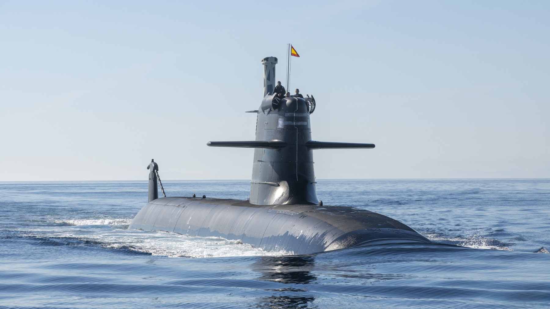 The Spanish Navy S-81 Isaac Peral submarine docked at the Cartagena Naval Base.