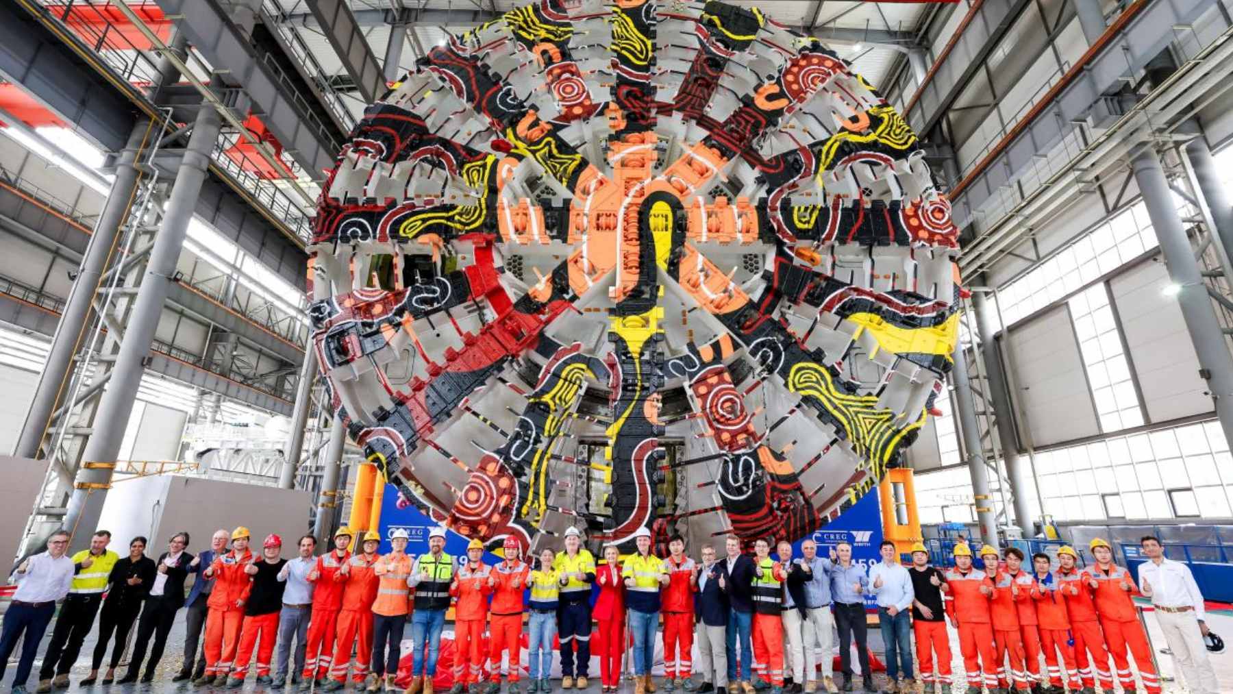 The massive Patyegarang tunnel-boring machine being assembled underground to excavate Sydney's Western Harbour Tunnel.