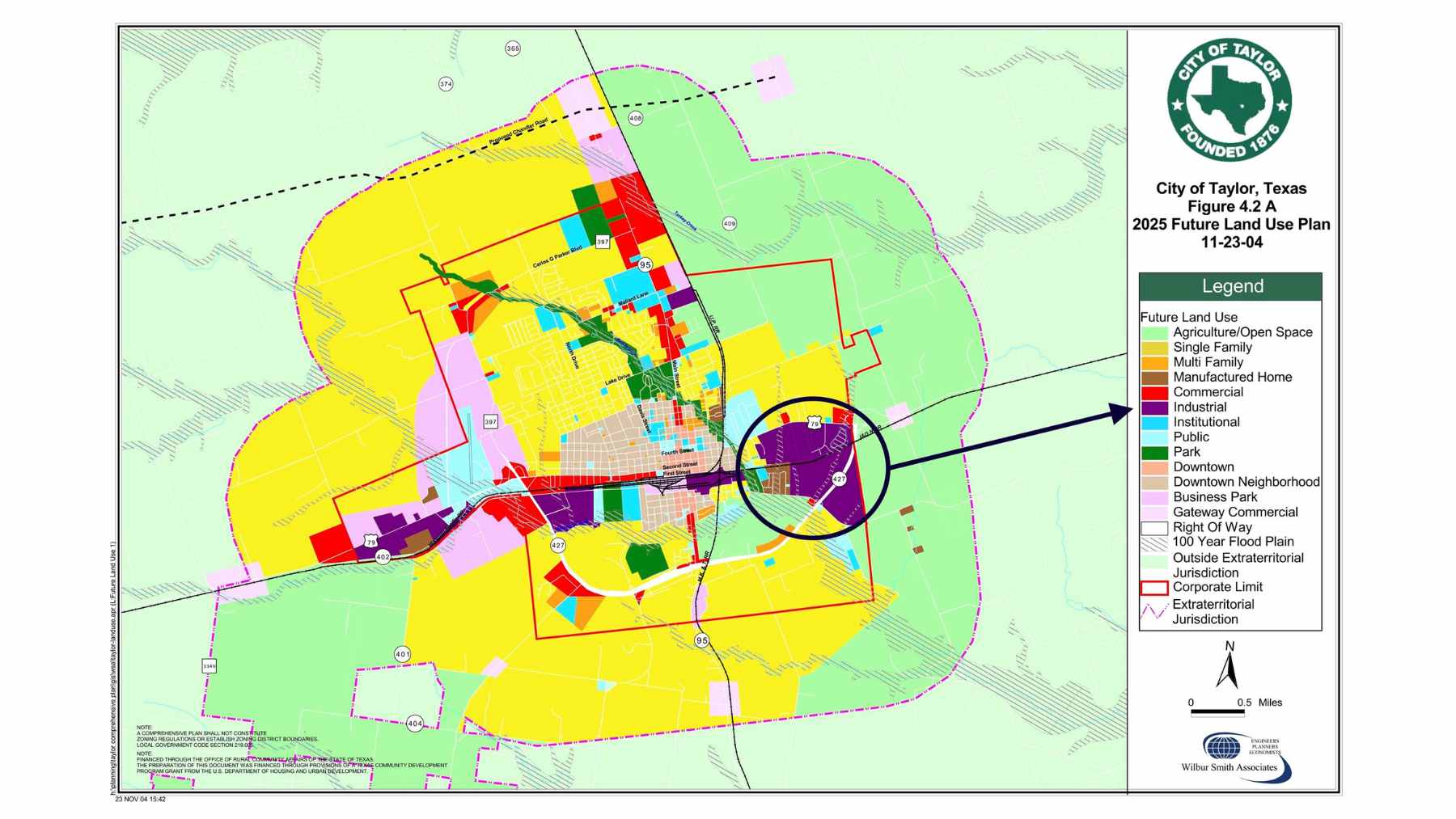 A land deal became a data center fight, and the real story is how AI infrastructure is turning ordinary property into strategic ground 2 A 2025 Future Land Use Plan map for the City of Taylor, Texas, detailing various land use designations including industrial zones, agricultural areas, and residential sectors.