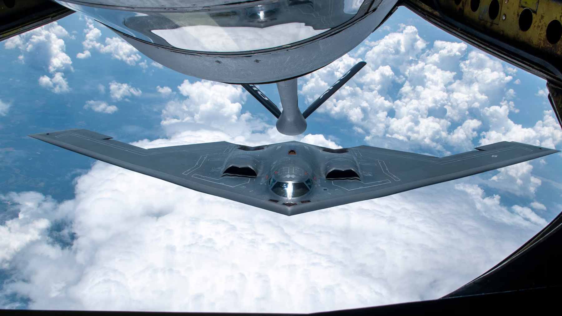 U.S. Air Force B-2 Spirit bomber conducting operations over an undisclosed location as part of the mission against Iranian infrastructure.