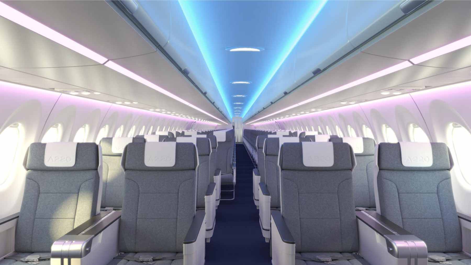 A new high-density Airbus A220 enters service in 2027: the redesign that squeezes in more seats 1 An Airbus A220 passenger aircraft flying in the sky, representing modern commercial aviation and fleet efficiency.