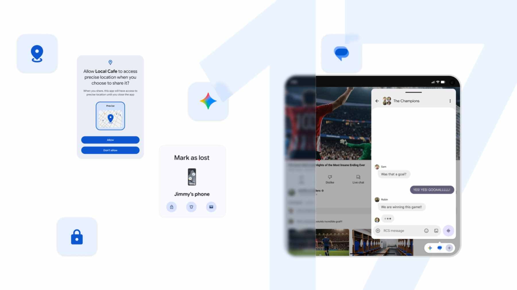 A smartphone displaying the Android 17 home screen with updated multitasking features and the new floating Bubble interface.