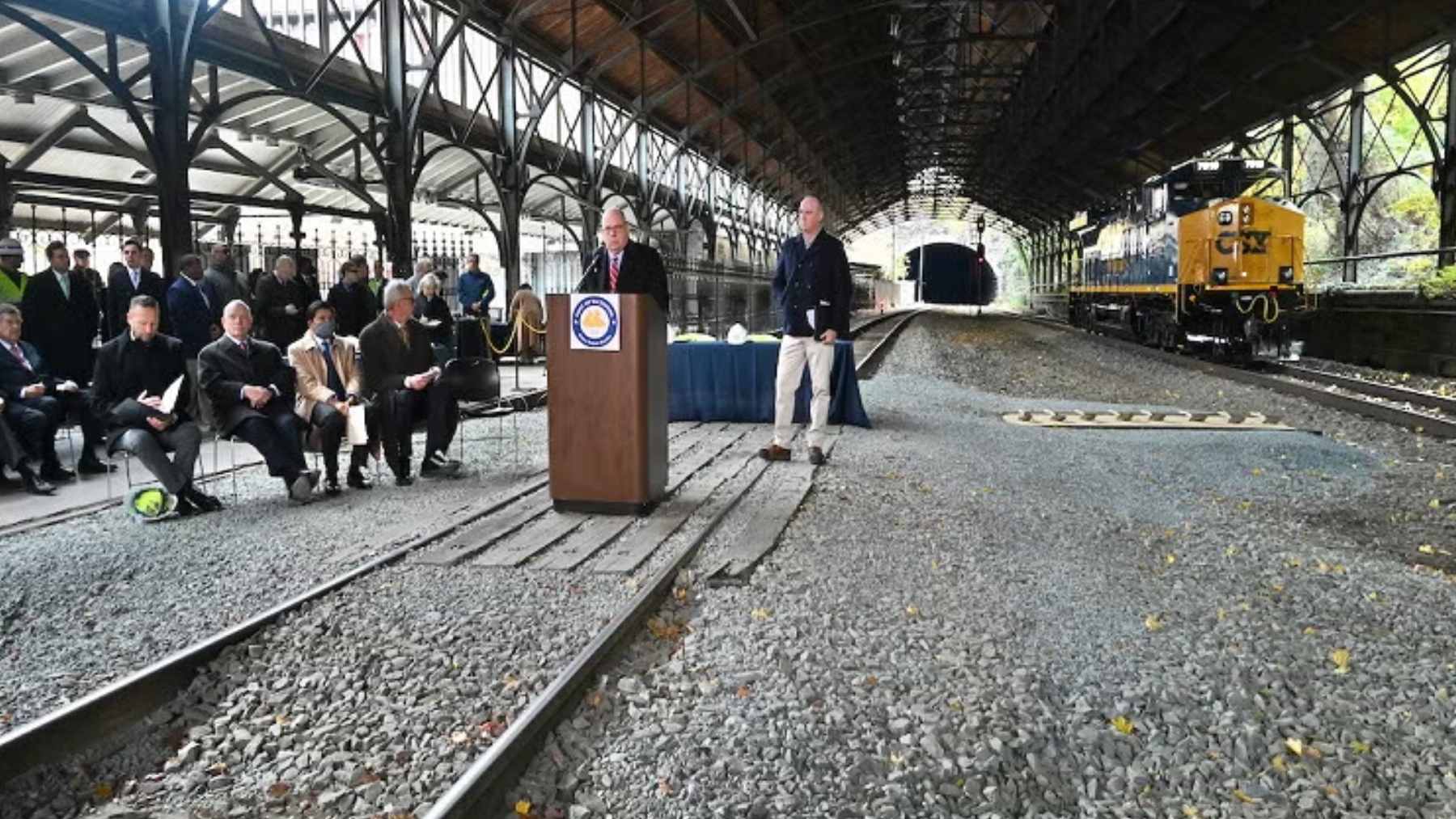 For 130 years, a Baltimore tunnel was too short for double-stacked trains, and hundreds of millions of dollars just changed that 1 A view of the Howard Street Tunnel in Baltimore, now modernized to accommodate double-stack intermodal freight trains.