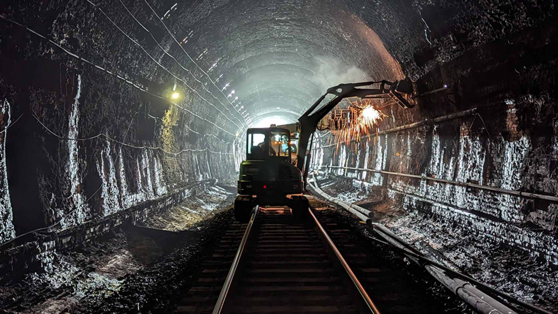 A view of the Howard Street Tunnel in Baltimore, now modernized to accommodate double-stack intermodal freight trains.