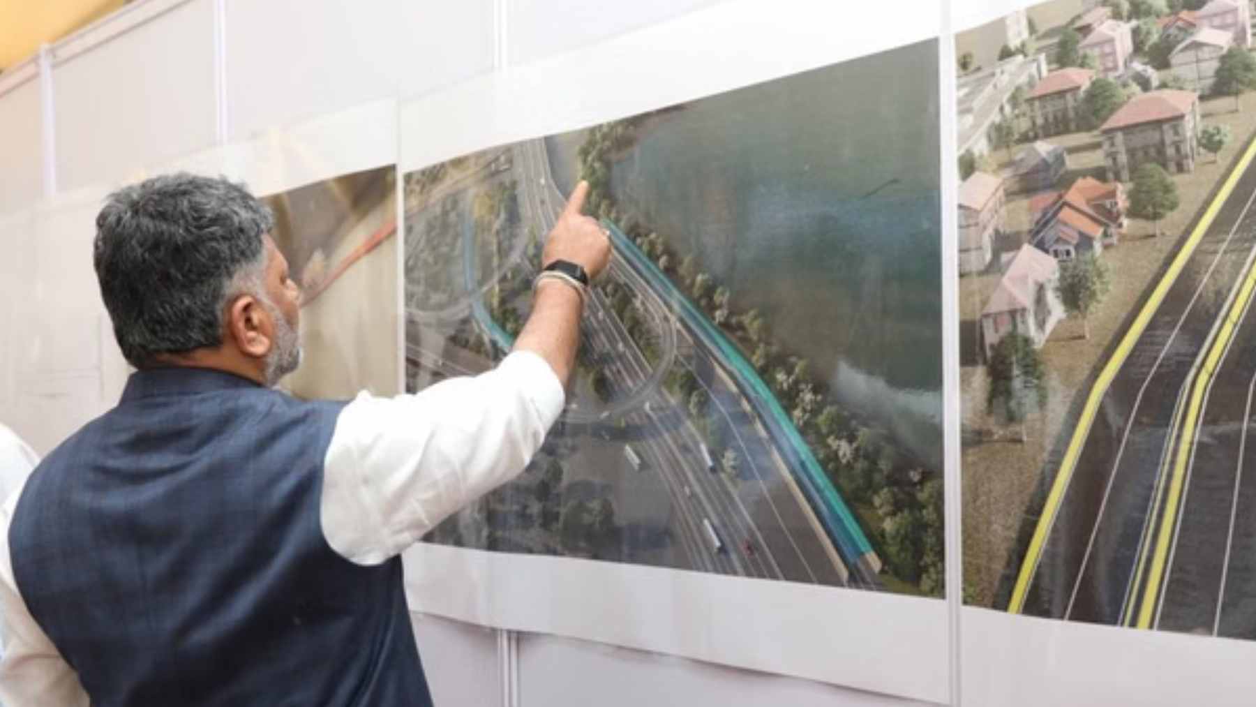 A construction site showing the initial excavation phase for the cut-and-cover tunnel project near Hebbal Junction in Bengaluru.