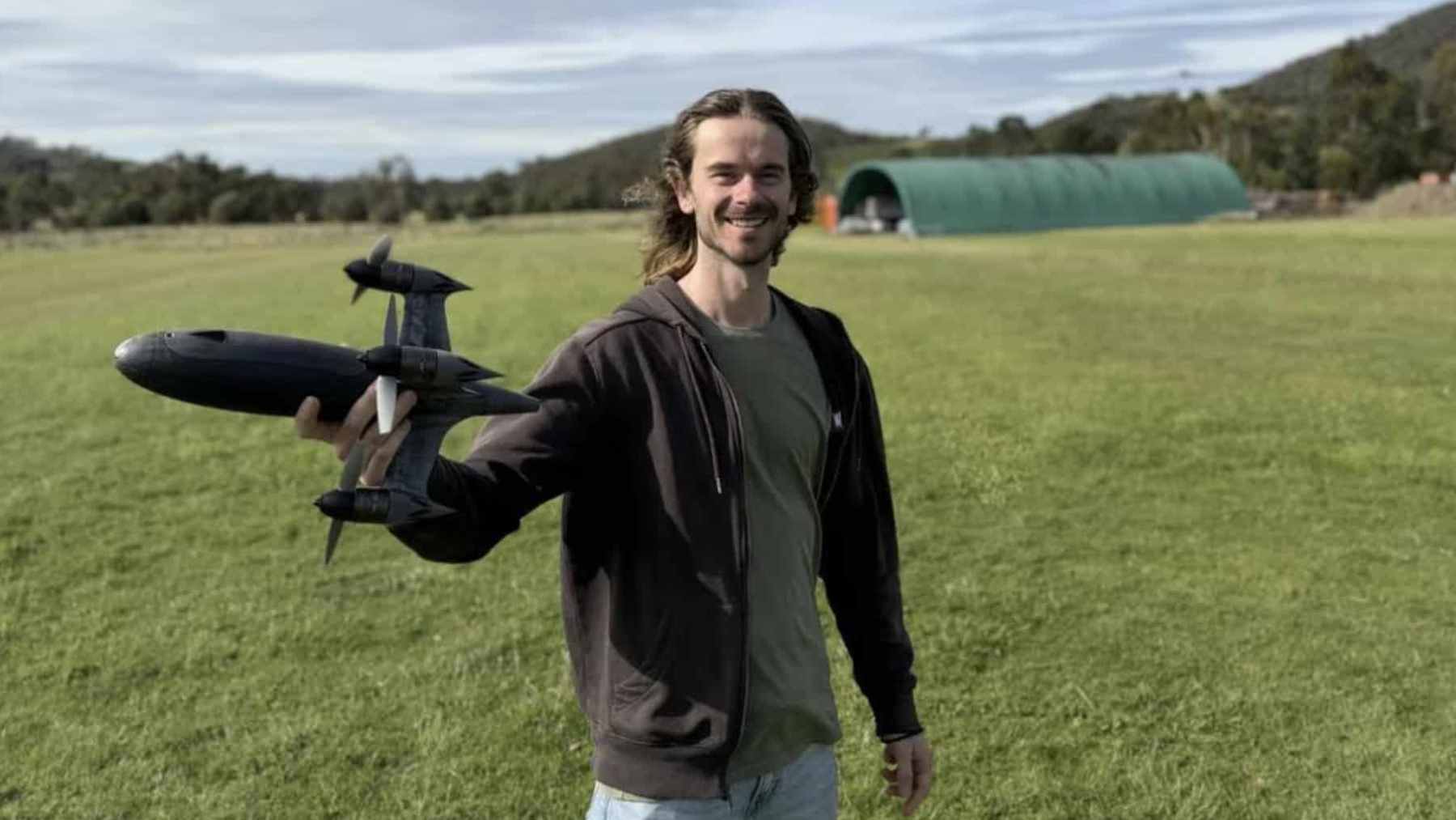 The high-speed custom "Blackbird" quadcopter featuring sawtooth-edged carbon fiber propellers designed for extreme aerodynamic performance.