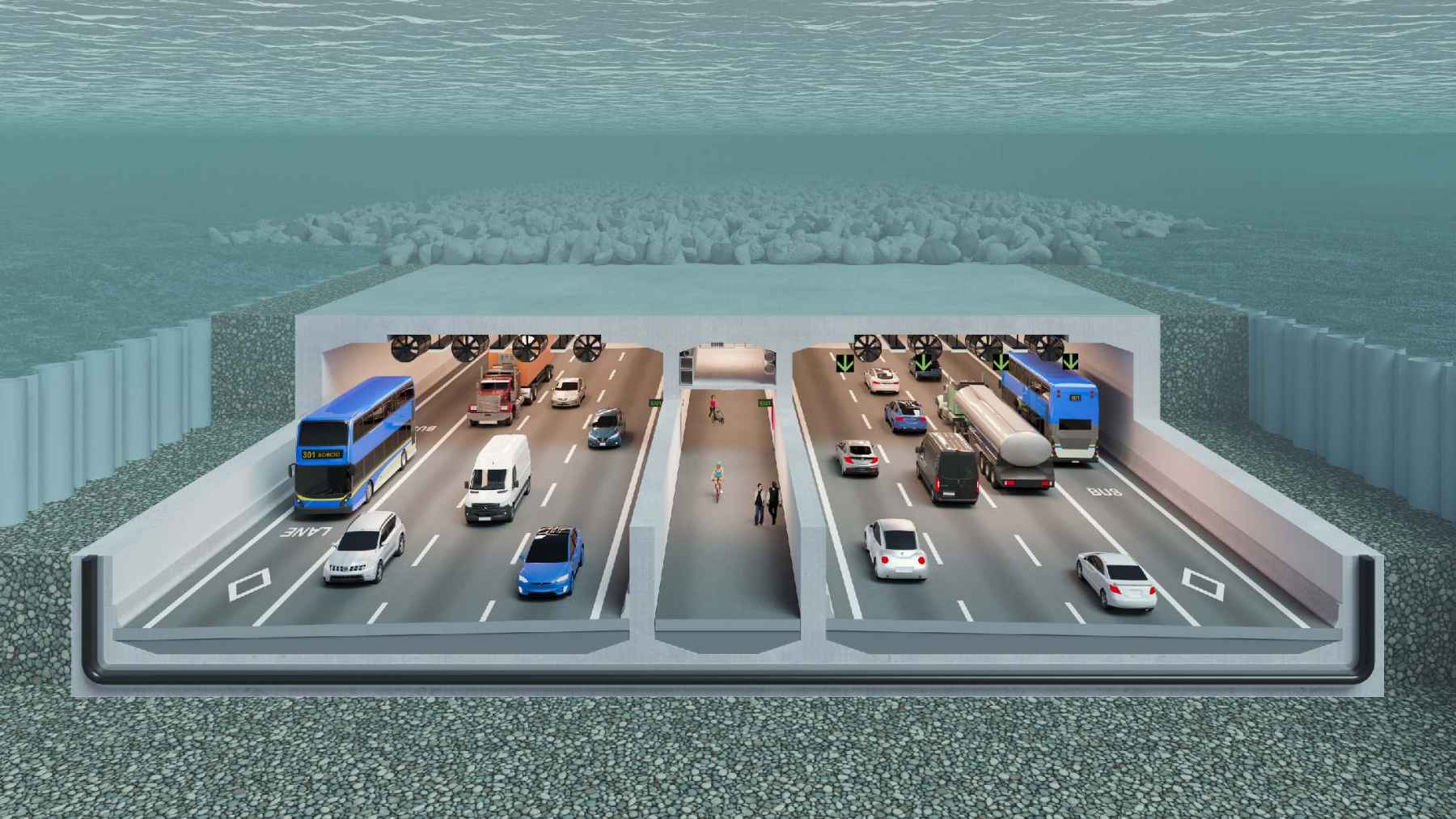 An artist rendering of the new George Massey Tunnel replacement crossing project in British Columbia.
