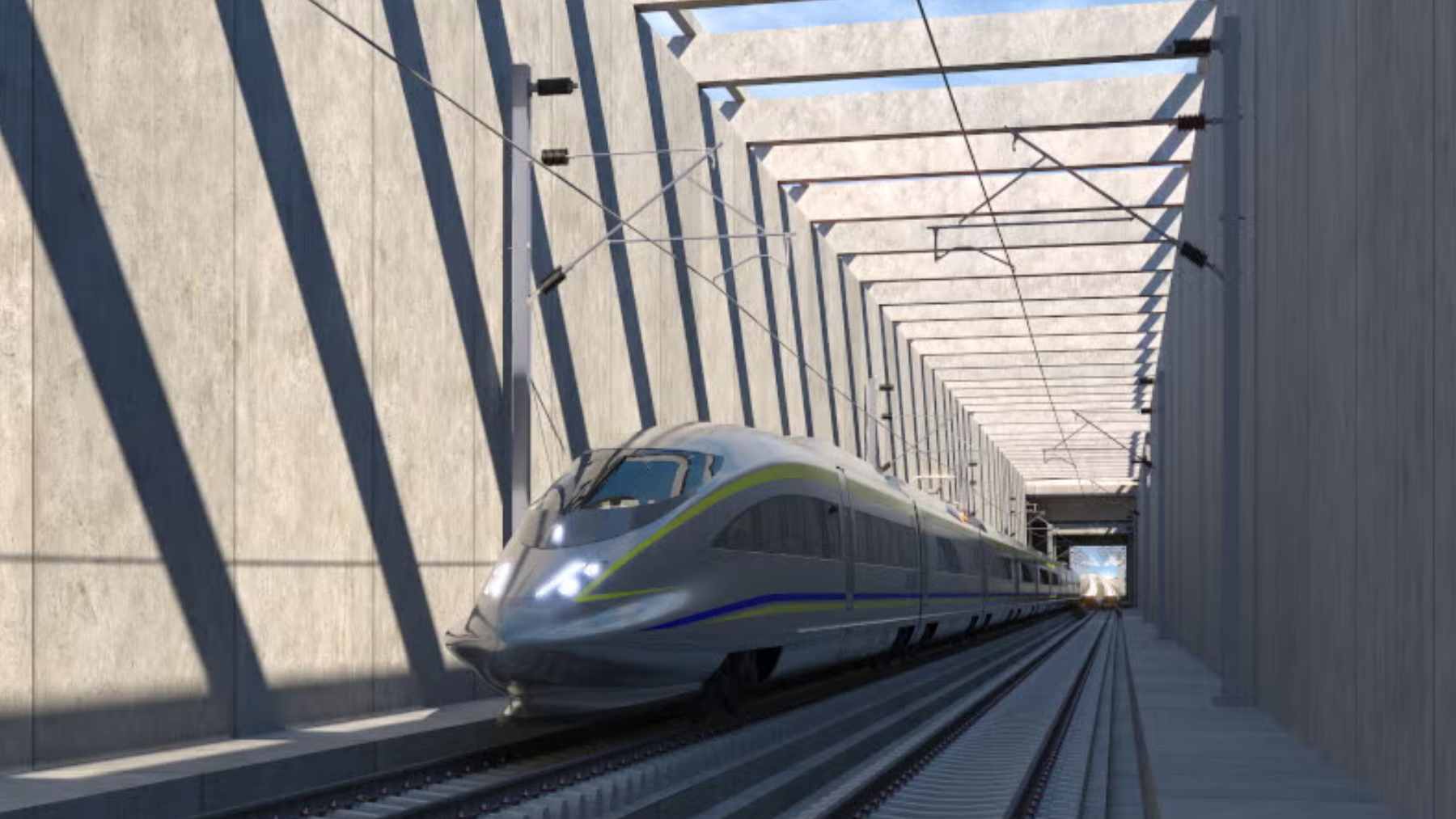 California's bullet train is no longer the project voters approved in 2008, and the gap keeps getting wider 2 A construction site for the California High-Speed Rail project in the Central Valley, featuring elevated concrete guideways and ongoing infrastructure development.