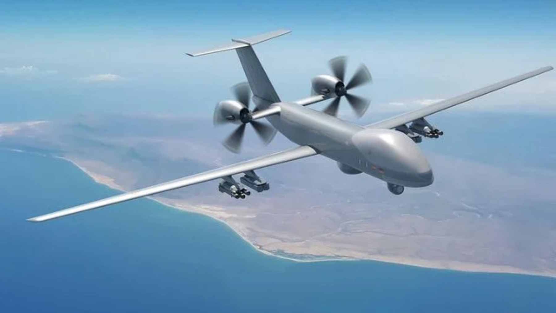 A conceptual design of the Eurodrone U950, a long-endurance remotely piloted aircraft system developed by Airbus, Dassault, and Leonardo.  