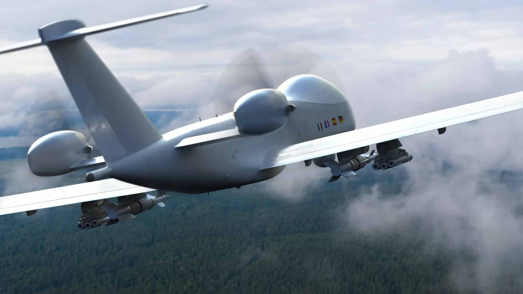 A digital concept rendering of the U950 Eurodrone, currently under development by a European consortium led by Airbus.