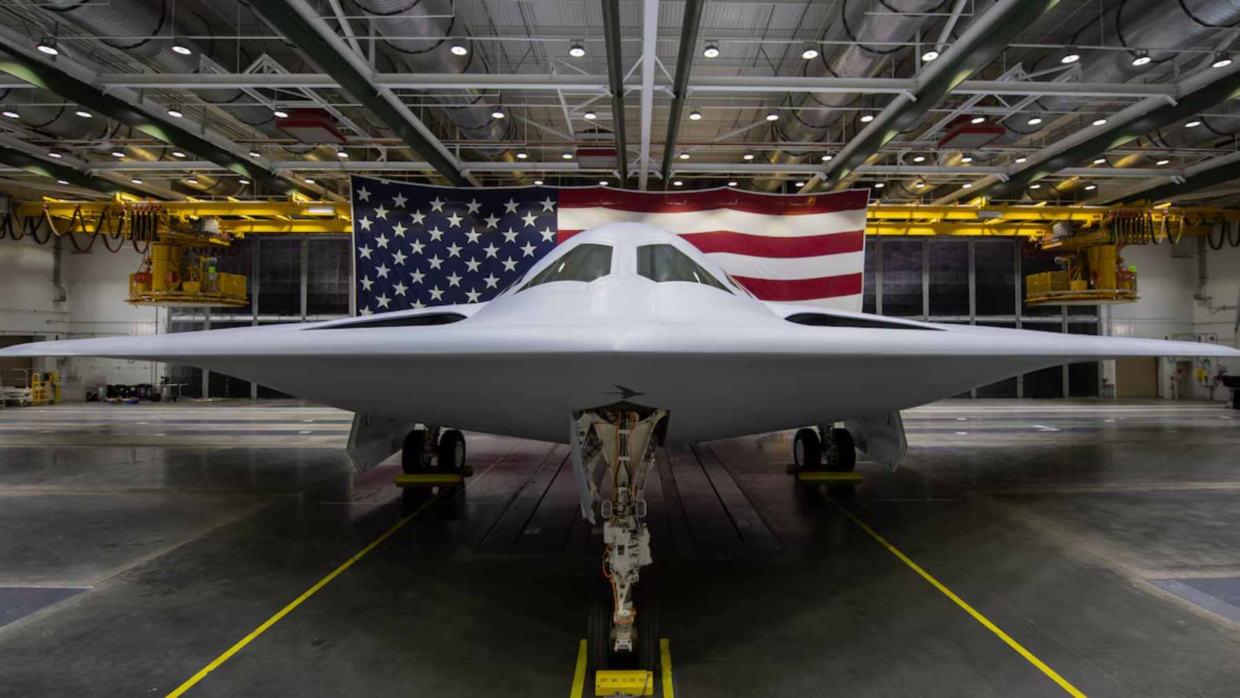 A wide-angle view of the newly constructed low-observable restoration facility at Ellsworth Air Force Base, purpose-built for B-21 Raider maintenance.  