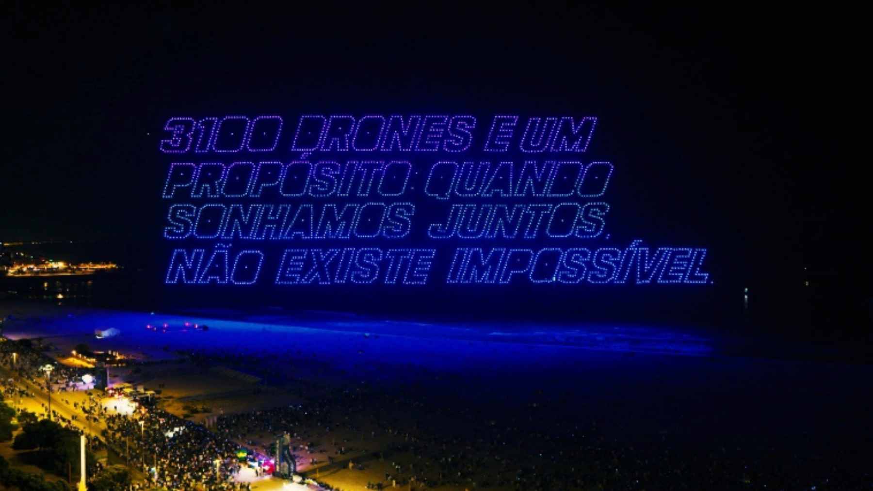 The firm behind Barcelona's Sagrada Familia light show just broke the world record for drones spelling out a special message in Portugal 2 A massive formation of thousands of synchronized drones lighting up the night sky over Portugal to spell out a message.