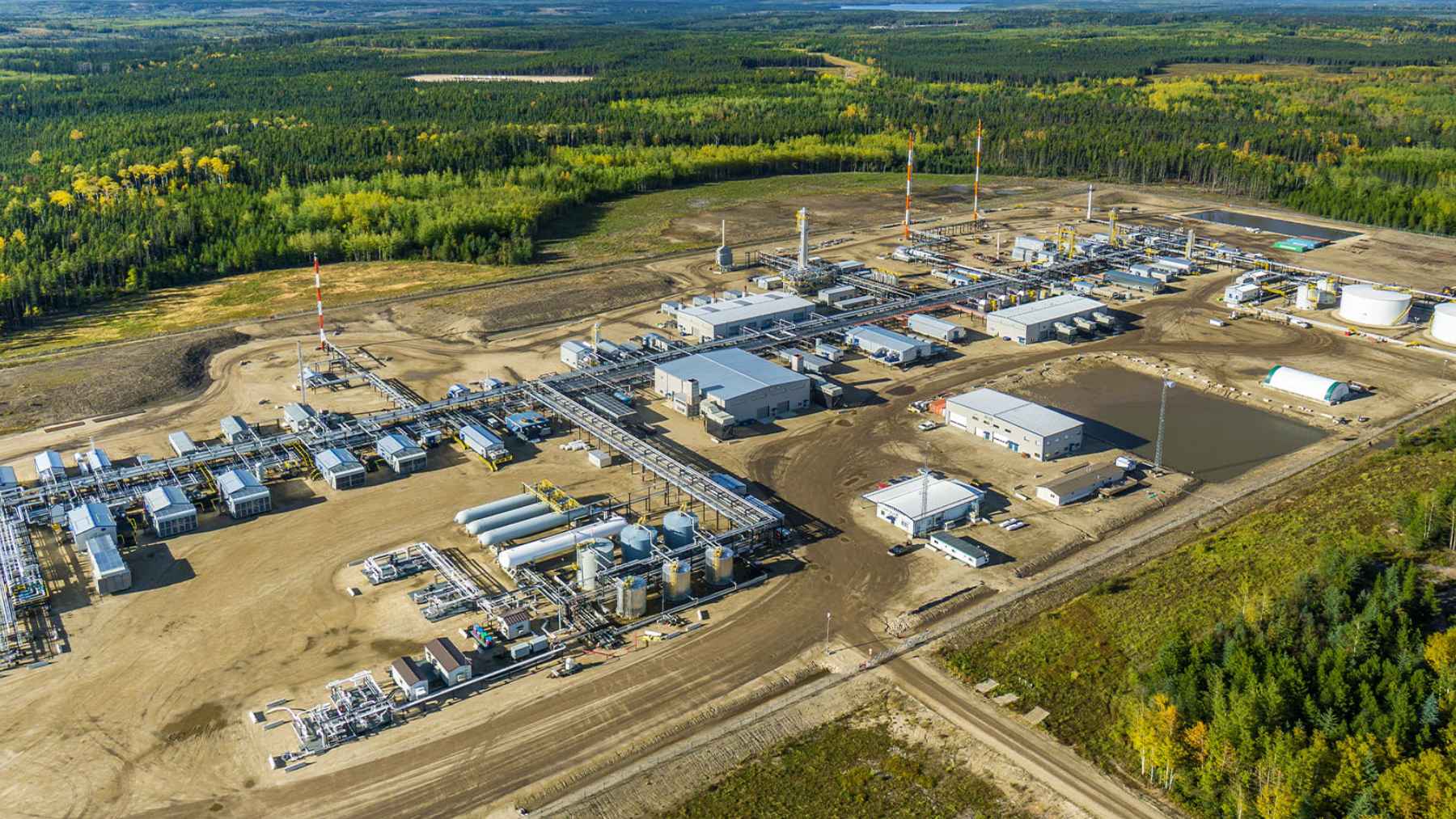 A natural gas power plant facility representing the approved Greenlight Electricity Centre project in Sturgeon County, Alberta, designed to power Meta's data center.