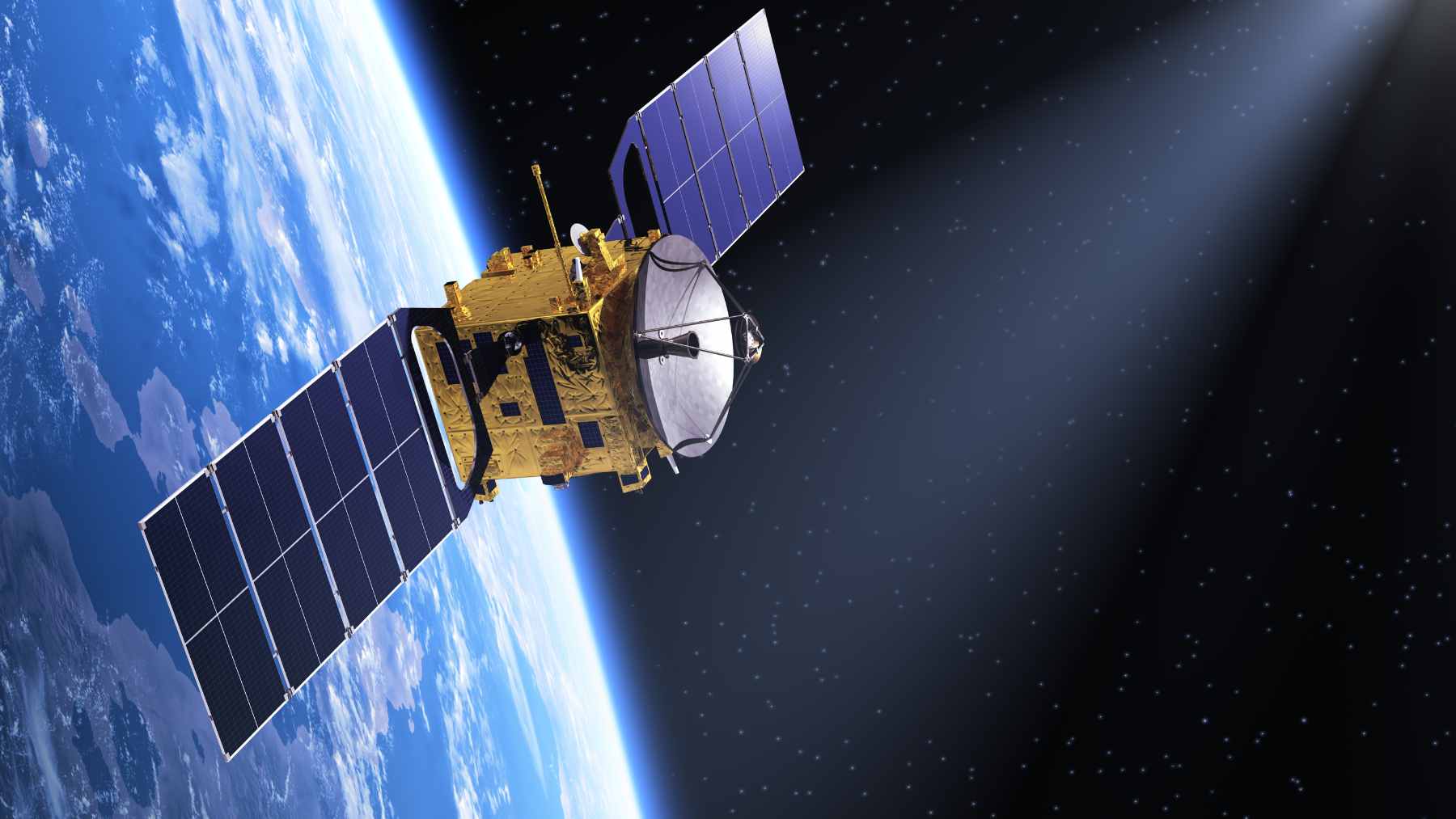 Illustration of the Chinese-built TEE-01B Earth observation satellite orbiting above the Earth.