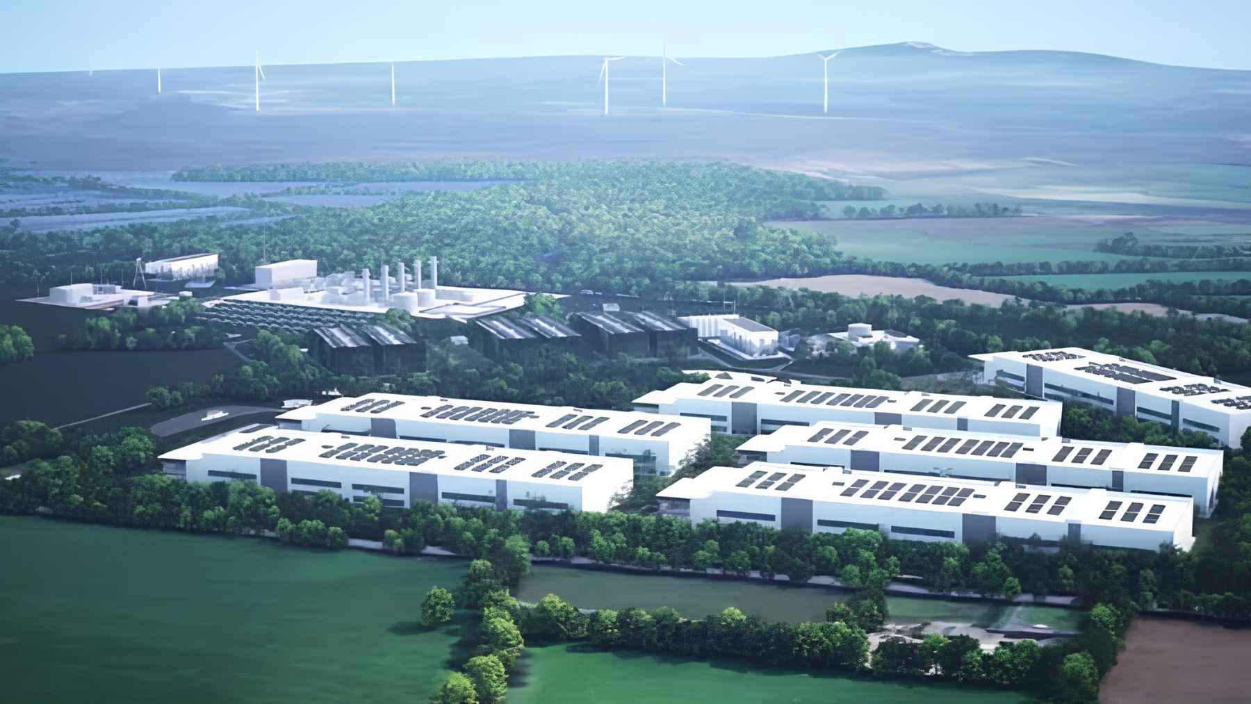 Farmland and agricultural fields in rural Ireland where a massive data center and solar project has been proposed.