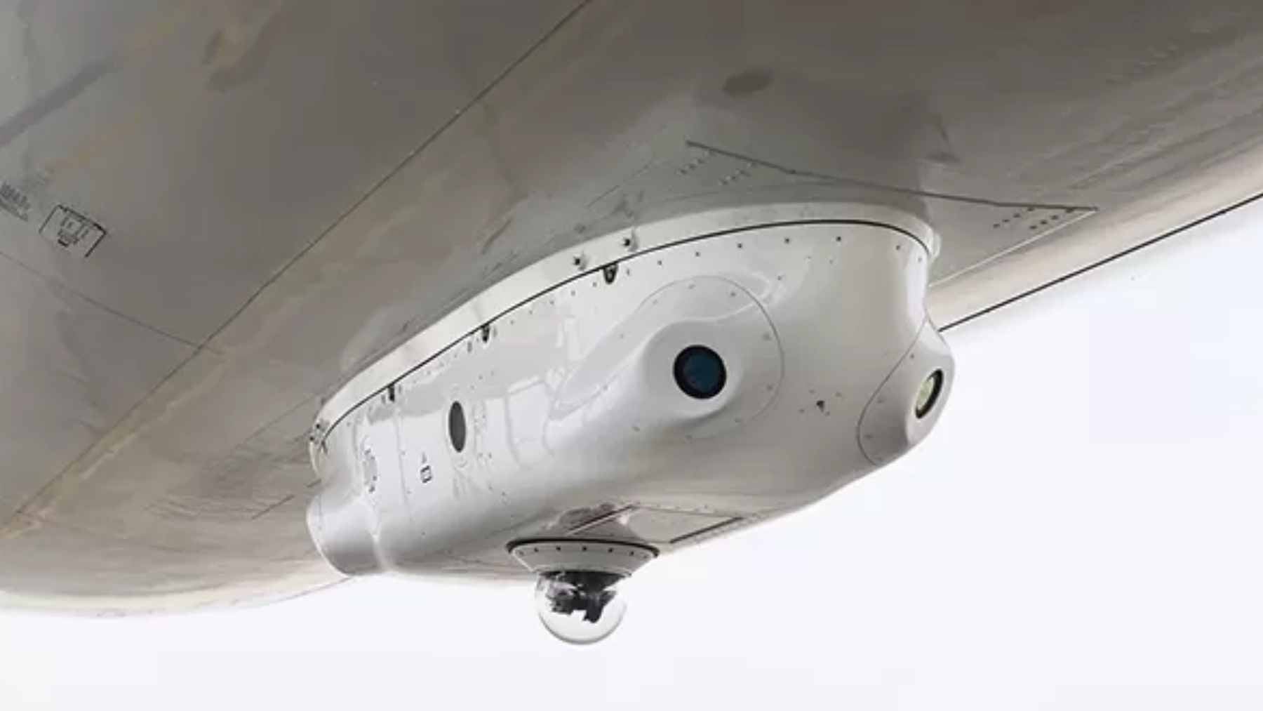 An Elbit Systems C-MUSIC DIRCM pod mounted on the underside of an aircraft, similar to those reported on Gulf royal fleets.