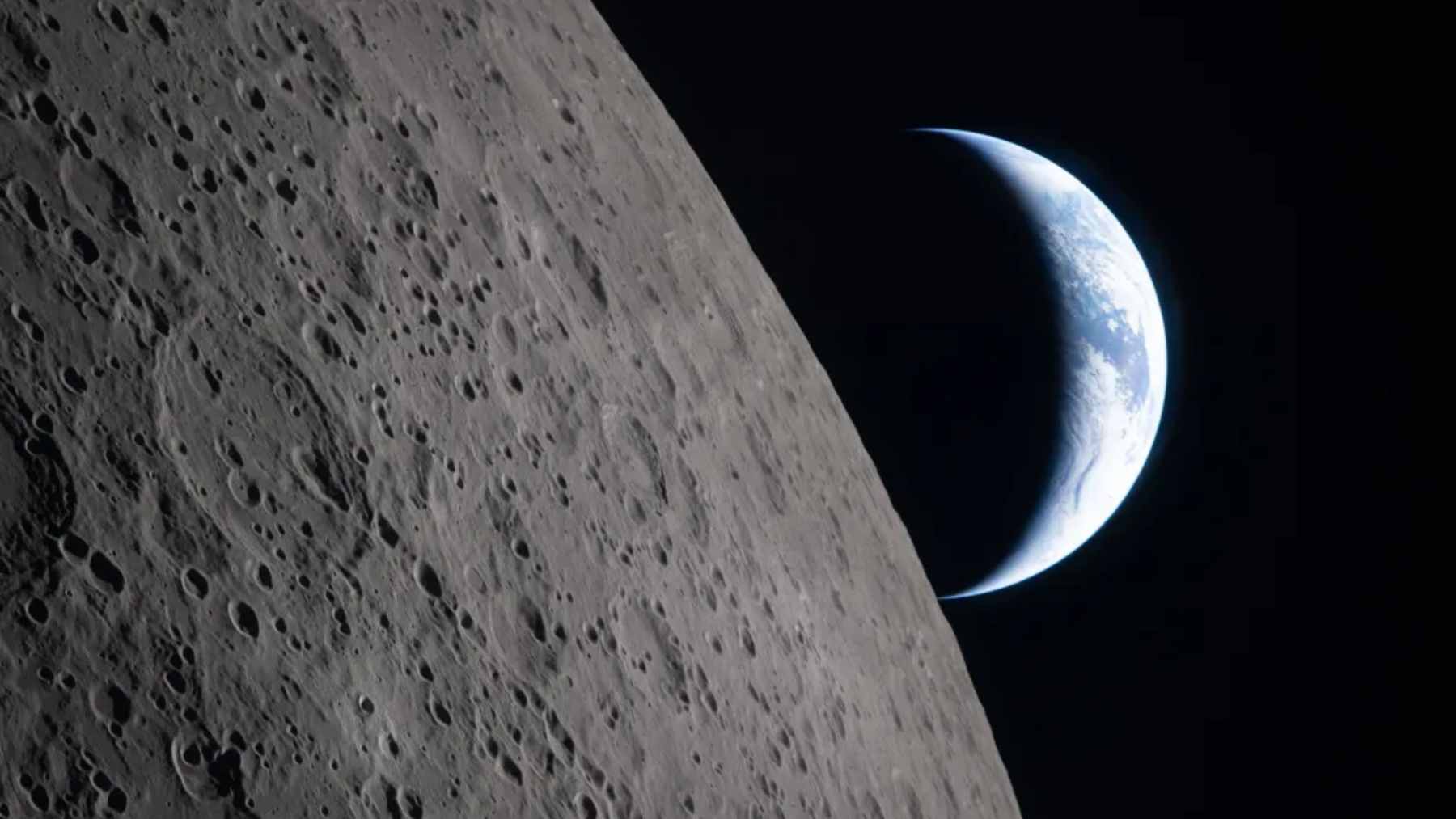 Artist's concept of an autonomous robotic lander deploying scientific instruments on the lunar south pole surface for Moon Base preparation.