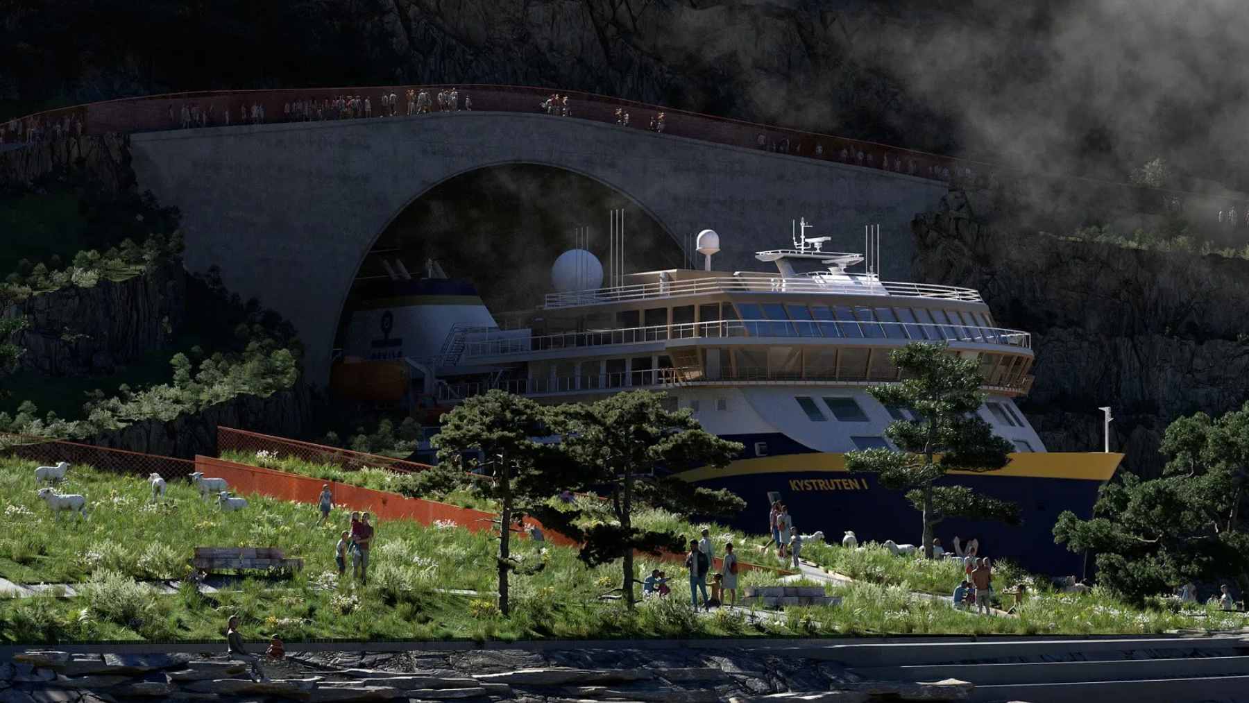 Norway is building the world's first ship tunnel, boring 1 mile through solid rock to link two fjords: work starts in 2027 2 A technical visualization of the Stad Ship Tunnel project in Norway, designed to guide coastal vessels safely through the Stad Peninsula.