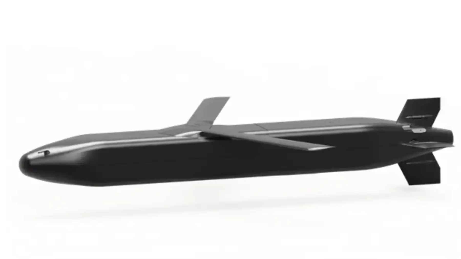 A tactical cruise missile representing the new manufacturing agreement between Poland and Anduril to produce affordable Barracuda systems.