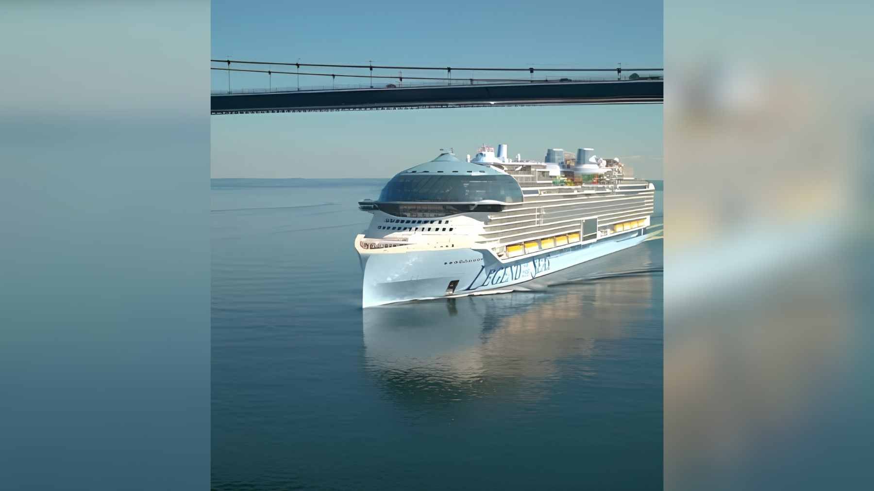 The world's largest cruise ship squeezed under a Danish bridge with just 30 centimeters to spare: how it cleared the gap 1 The massive Legend of the Seas cruise ship passing under the Great Belt Bridge with minimal clearance during its delivery voyage.