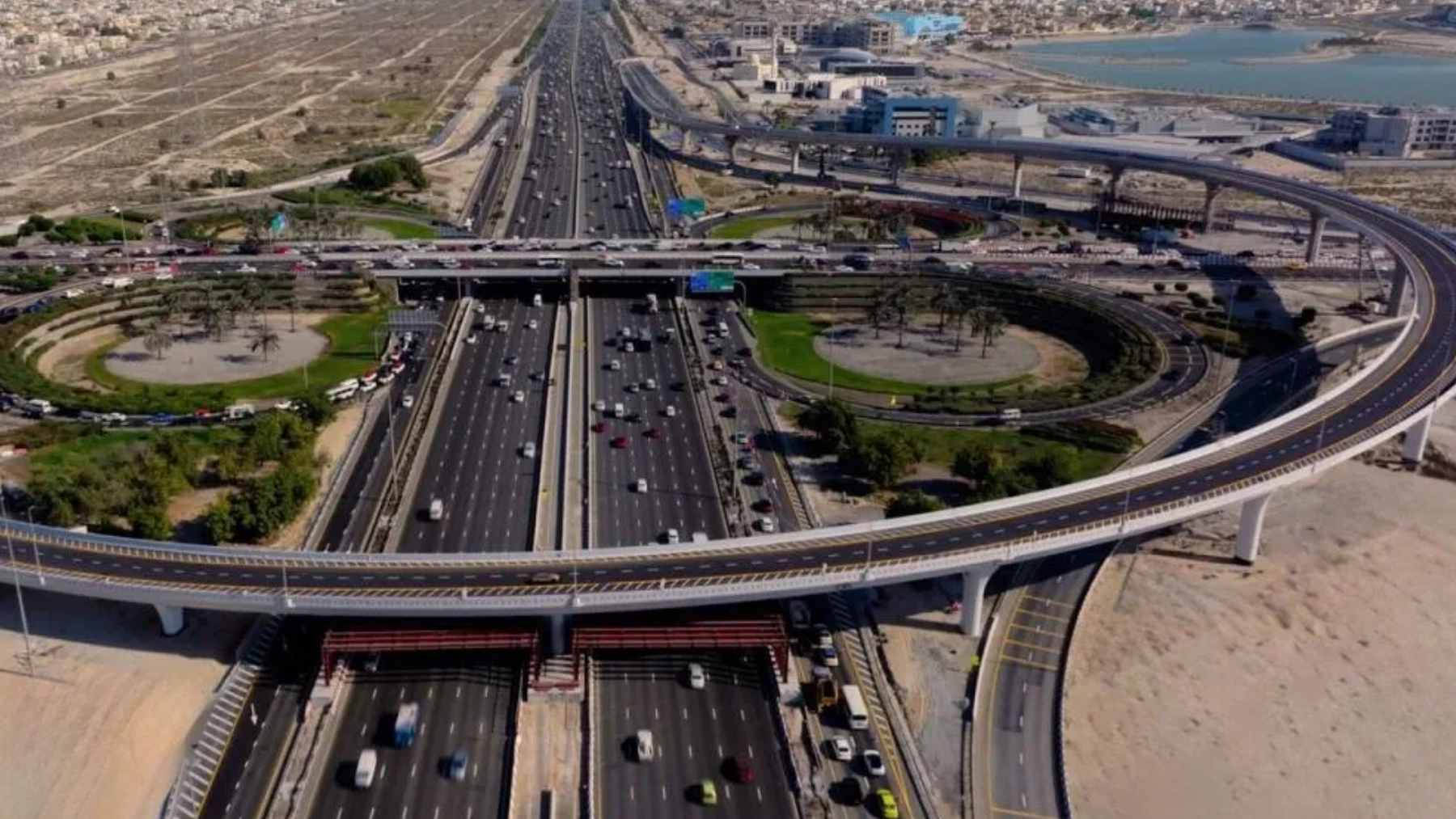 A newly constructed multi-lane highway bridge infrastructure designed to improve urban traffic flow and vehicle capacity.