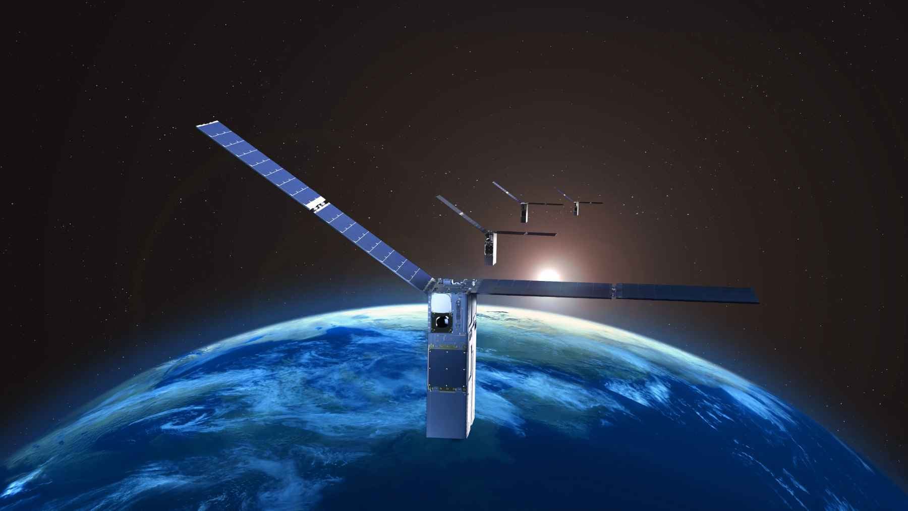 A digital illustration of satellites orbiting Earth, highlighting the constant turnover and atmospheric reentry of megaconstellations.