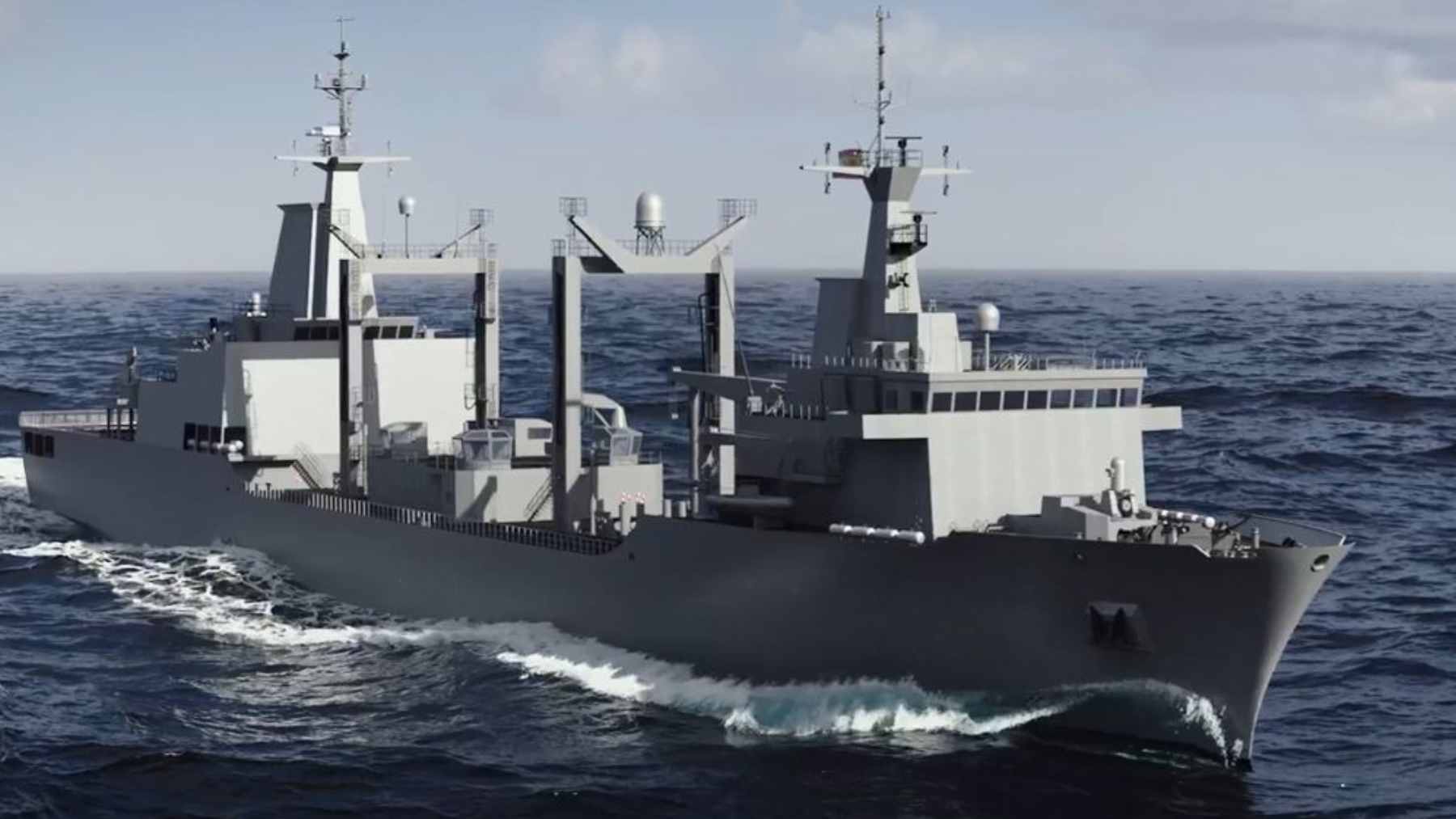The F111 Bonifaz, the first F-110 class frigate, being prepared for its 2028 delivery at Navantia’s shipyard in Ferrol.