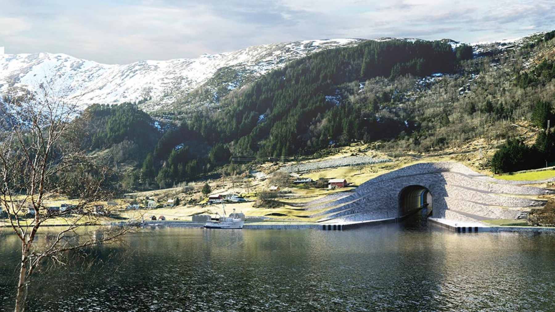 Norway is quietly boring a 1.7-km tunnel through a mountain to hide its ships from one of Europe's deadliest seas 2 A conceptual visualization of the Stad Ship Tunnel, a massive maritime passage designed to allow vessels to bypass the treacherous waters off Norway's Stad Peninsula.