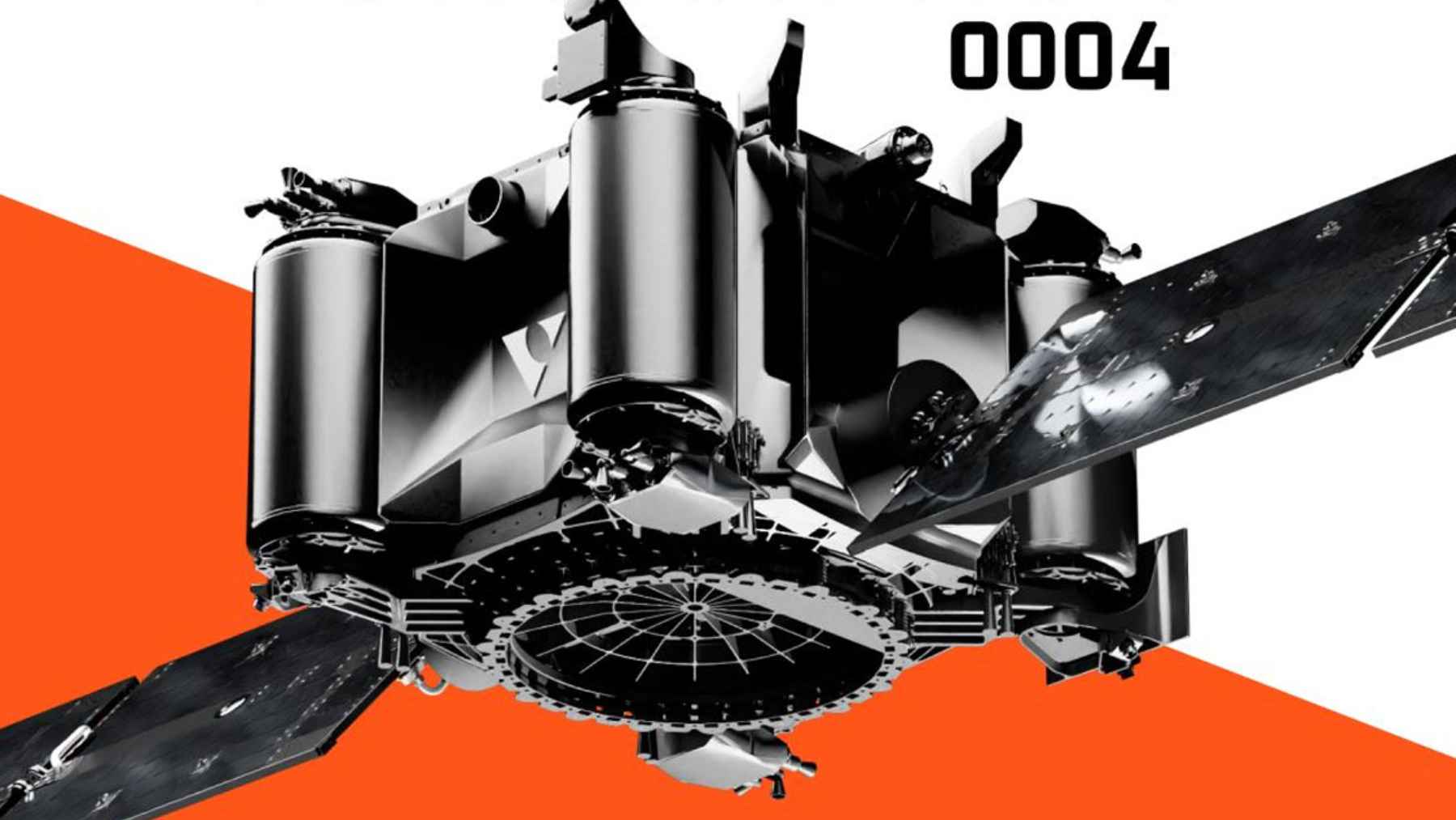 A conceptual digital illustration of a commercial satellite performing an orbital rendezvous and proximity operation in space.