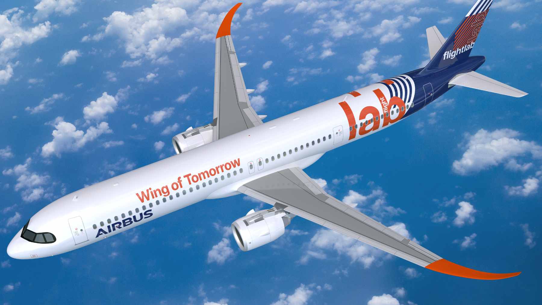 An Airbus A321neo test aircraft featuring extended wings designed to improve fuel efficiency and aerodynamic performance.