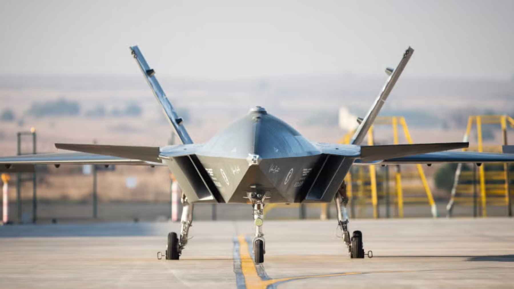 The Bayraktar KIZILELMA unmanned combat aircraft conducting flight and weapons tests.