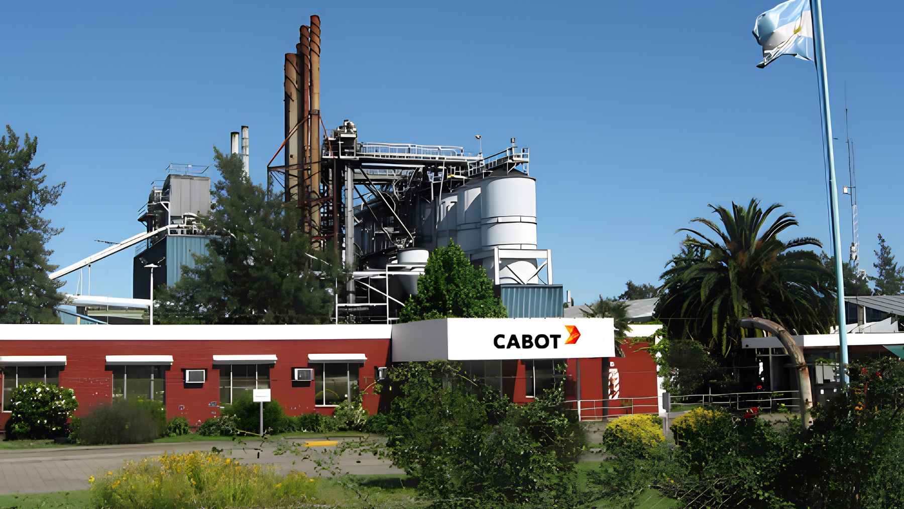 The industrial Cabot Corporation carbon black manufacturing plant located in Campana, Argentina.