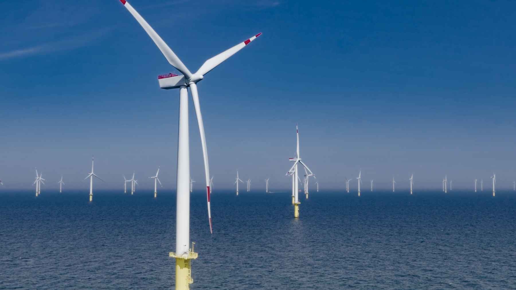 A floating wind farm in the North Sea may be slowing the wind before it even reaches its own blades 2 Offshore wind turbines operating in the North Sea, representing renewable energy generation, atmospheric wind flow, and farm-wide blockage effects.