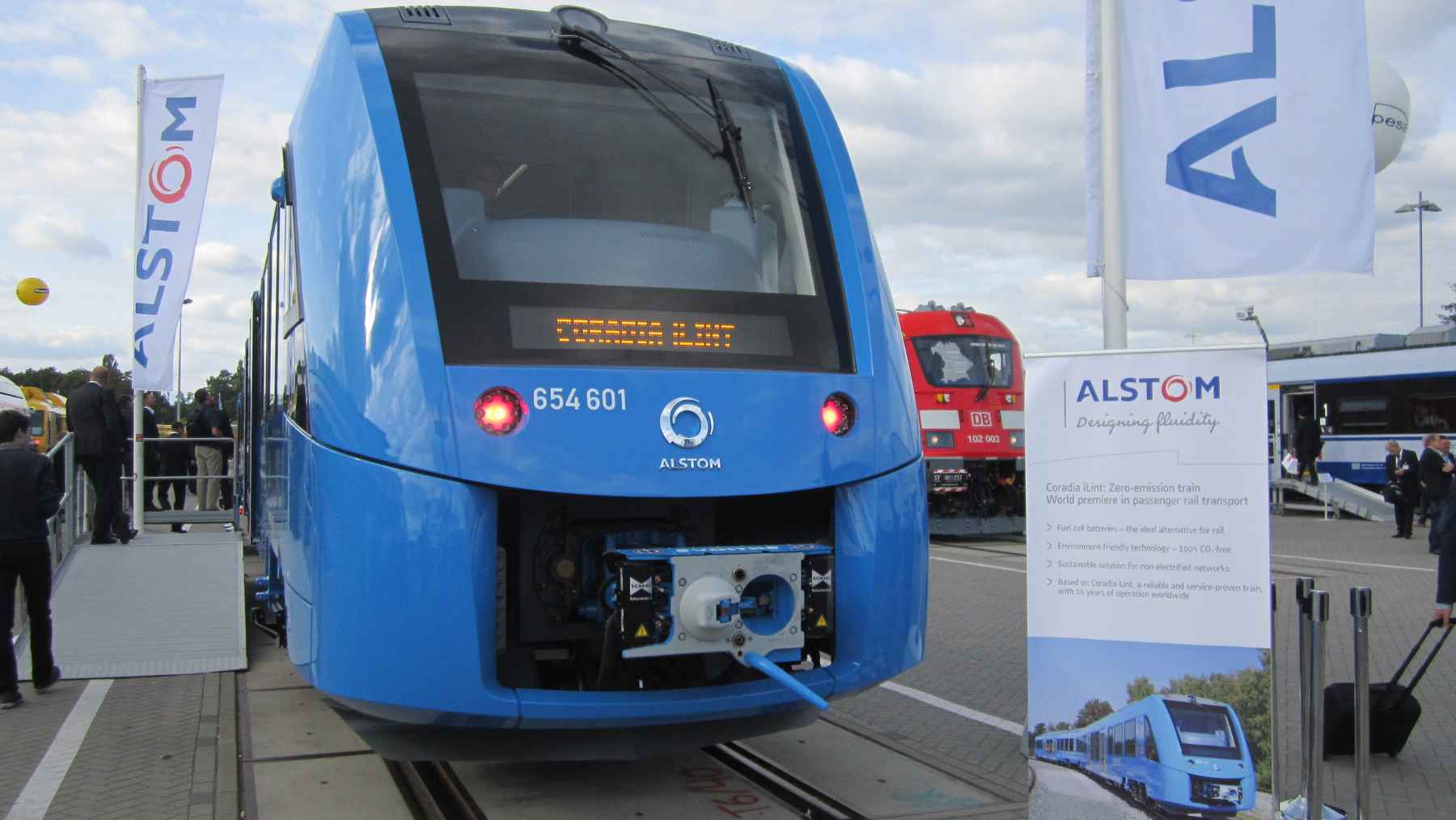 India's first hydrogen-powered passenger train operating on the railway track during commercial trials.