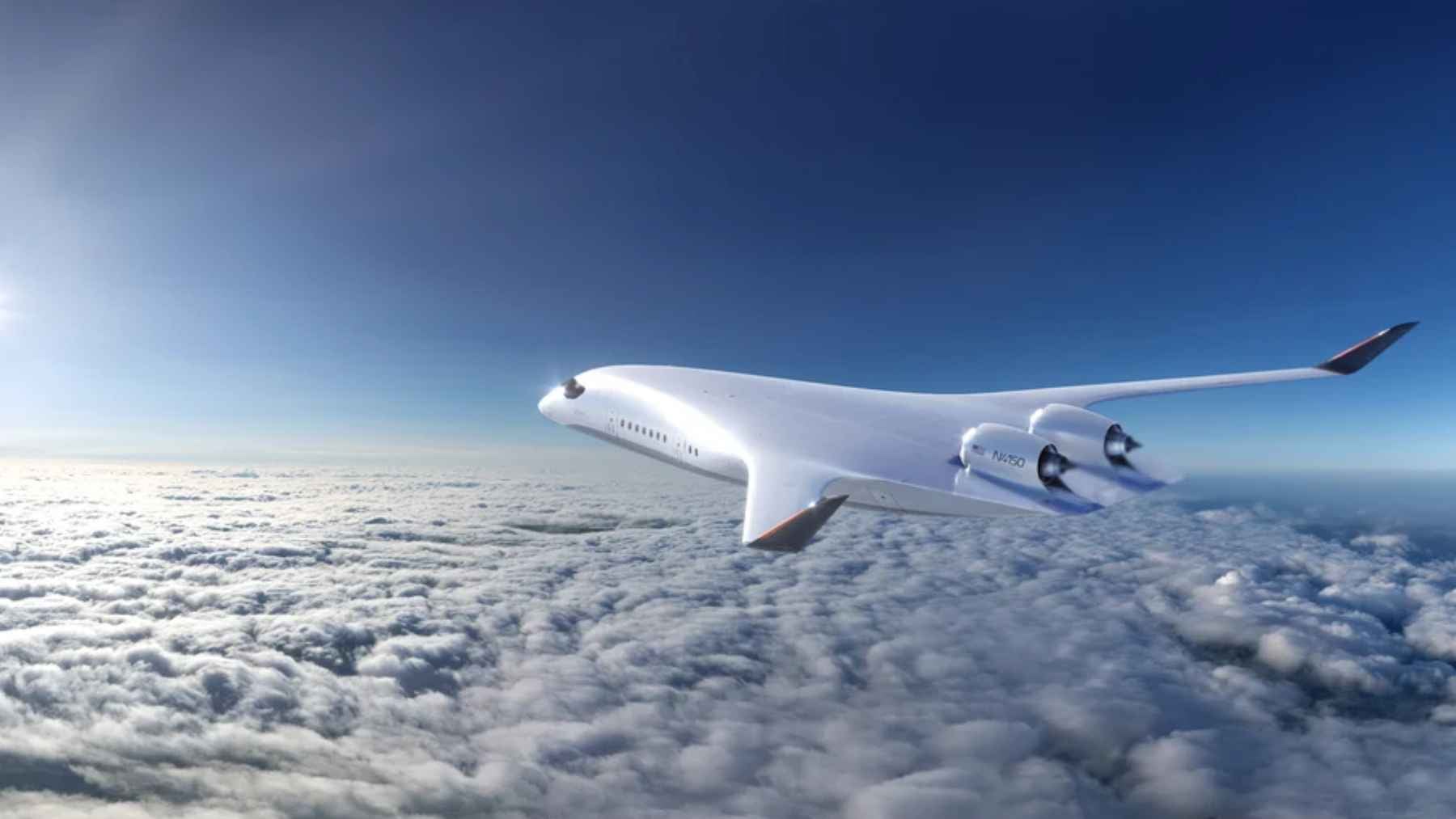 The first blended-wing airliner promises 5,000 nautical miles and half the fuel burn, and it barely has a fuselage 2 A conceptual rendering of the JetZero Z4 blended-wing-body commercial airliner designed for enhanced fuel efficiency and passenger capacity.