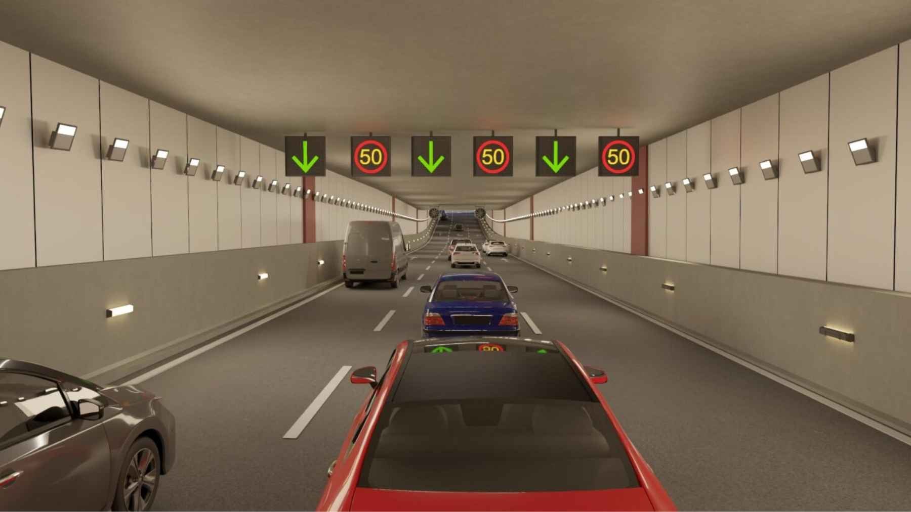 Construction progress on the Paseo de la Castellana tunnel project in Madrid, representing urban infrastructure development.