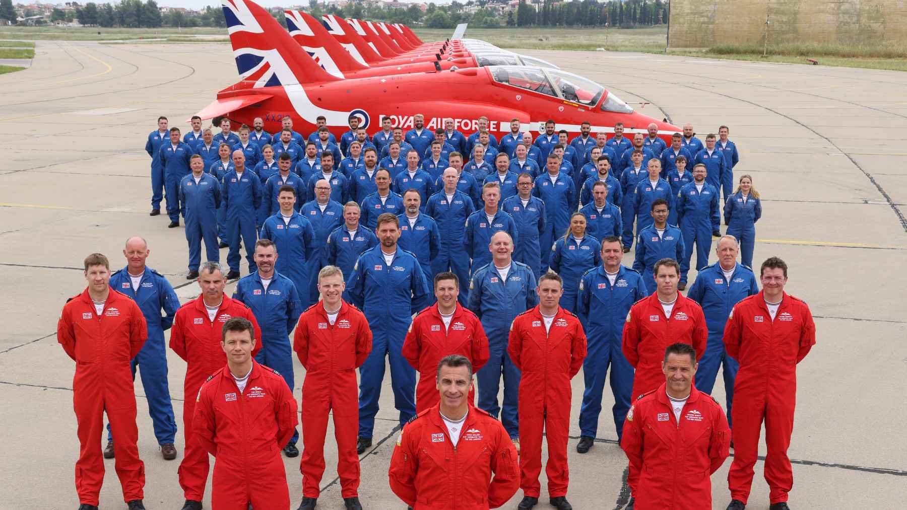The Red Arrows aerobatic team is stuck in Canada after bad weather delayed their return to the UK 1 Red Arrows Hawk jets parked on the tarmac at Canadian Forces Base Goose Bay during weather delays.