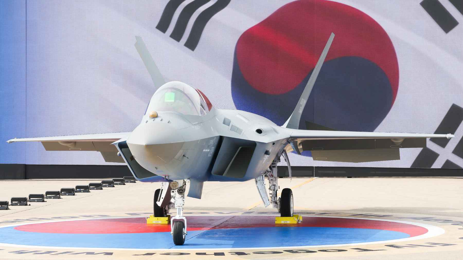 The South Korean KF-21 Boramae fighter jet flying during flight test and weapon integration trials.