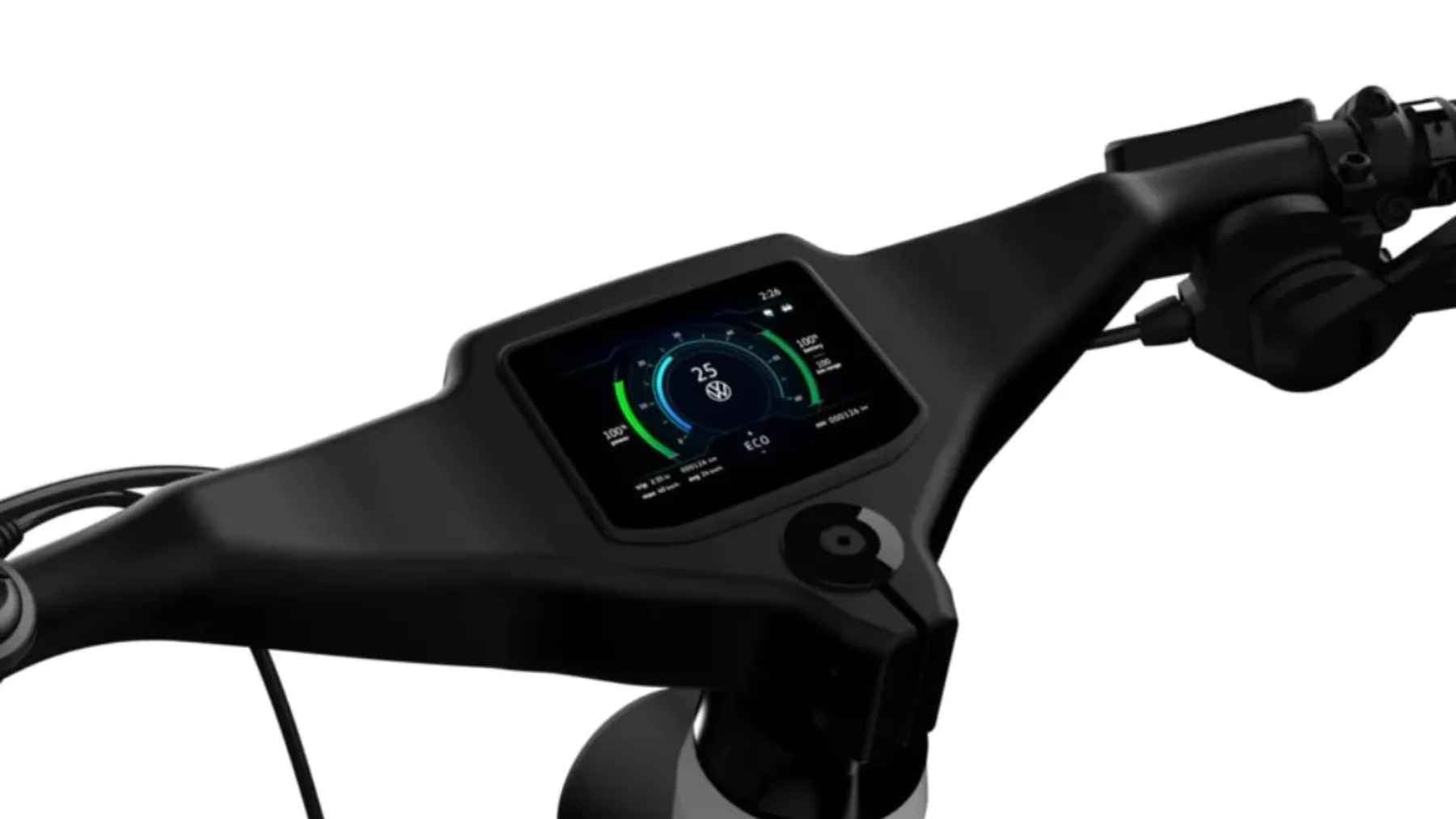 A Volkswagen-licensed Sport e-bike equipped with integrated radar, a rear camera, and smart safety technology.