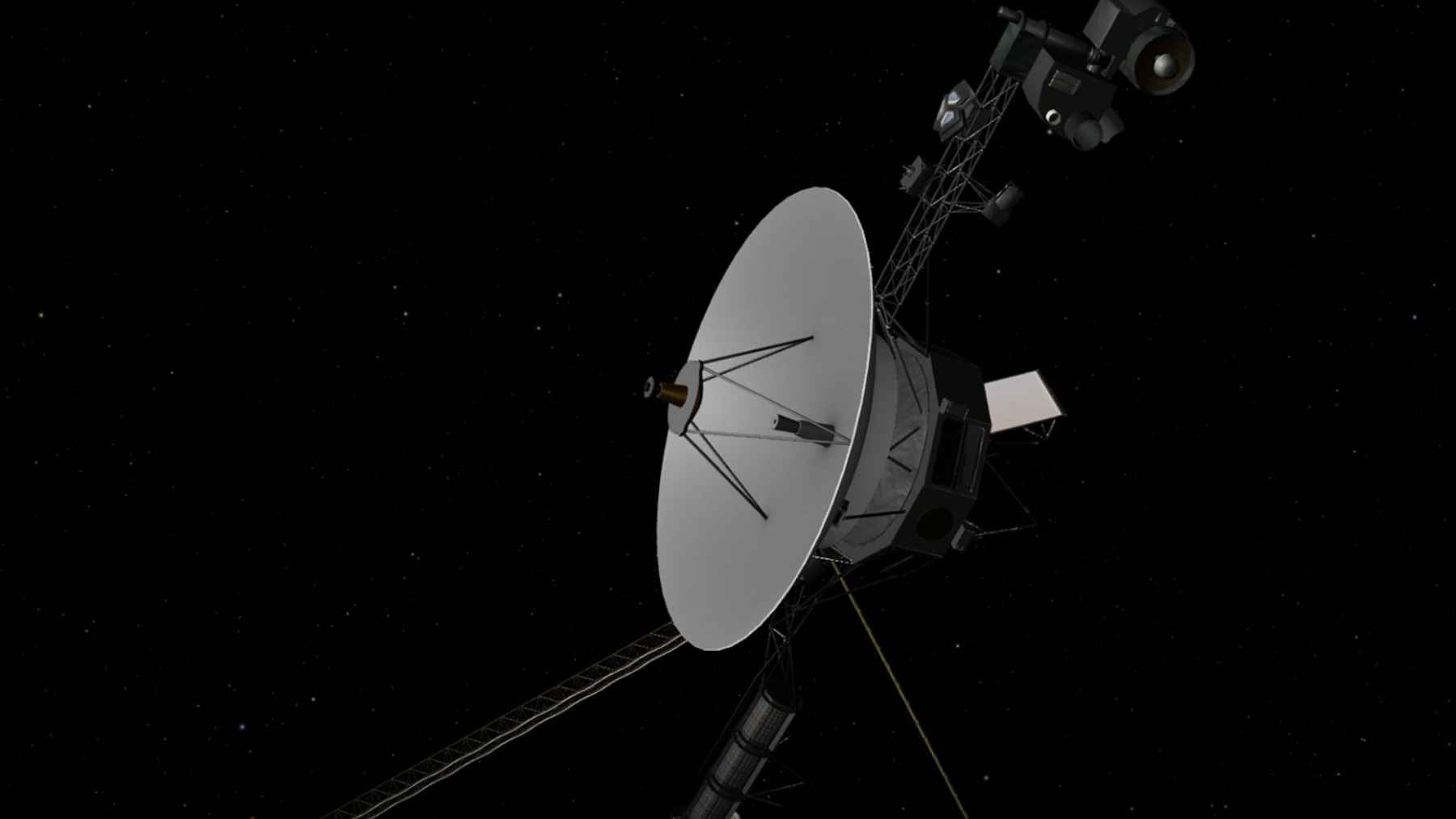 The computer steering Voyager 1 runs 8,000 instructions a second, and the phone in your pocket does millions 2 An illustration of NASA's Voyager 1 spacecraft traveling through interstellar space, representing deep space exploration and vintage computing architecture.