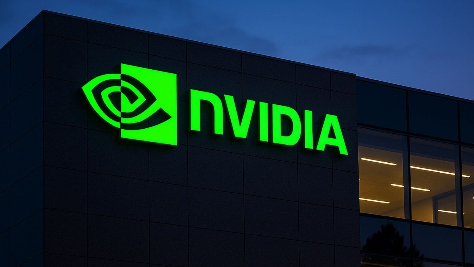 Logo de Nvidia en su sede, empresa cuyos chips Blackwell se usaron para entrenar el modelo de IA DeepSeek V4.