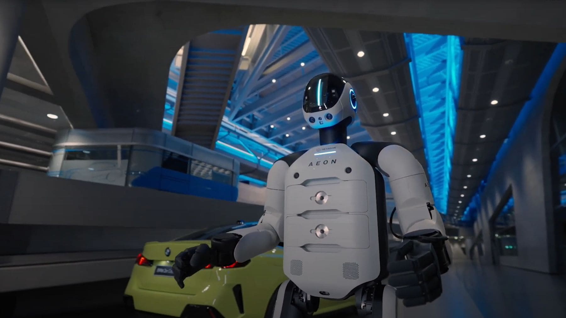 Robot humanoide AEON de Hexagon en la planta de BMW Leipzig para fabricar baterías de alto voltaje.