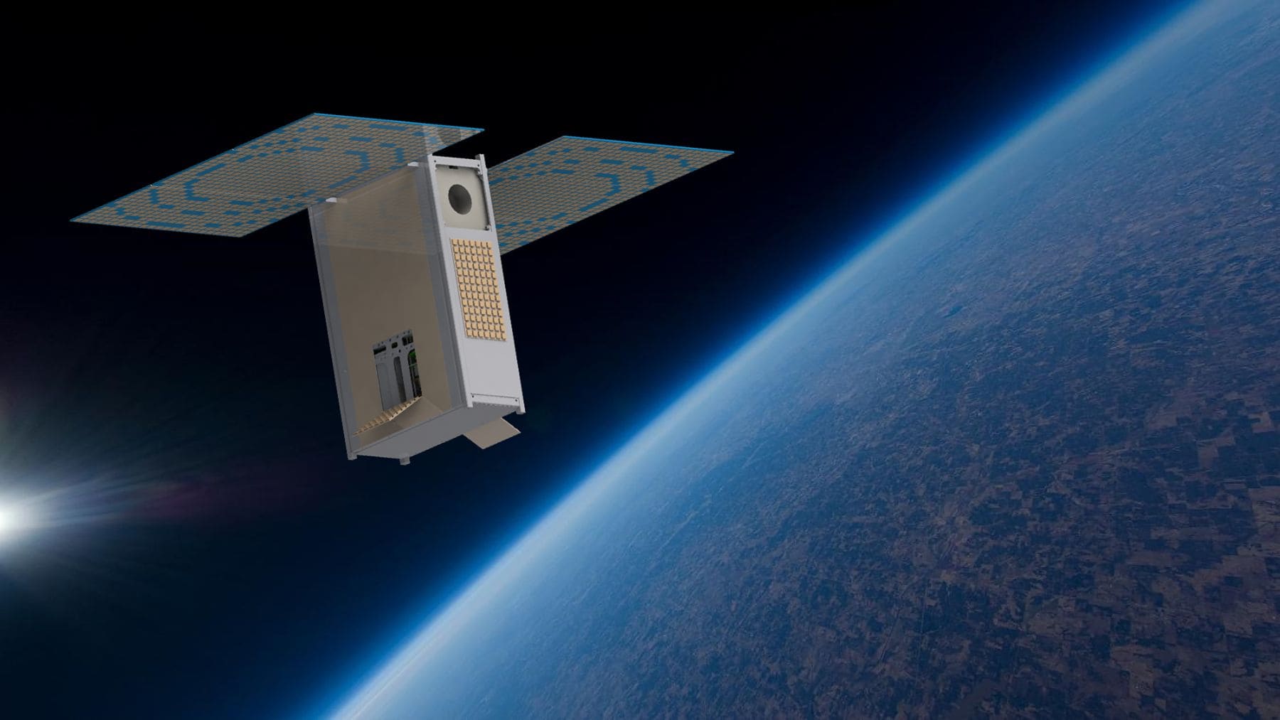 Nanosatélite militar UASAT-NANO en órbita baja, proyecto de Ucrania para crear una alternativa a Starlink.