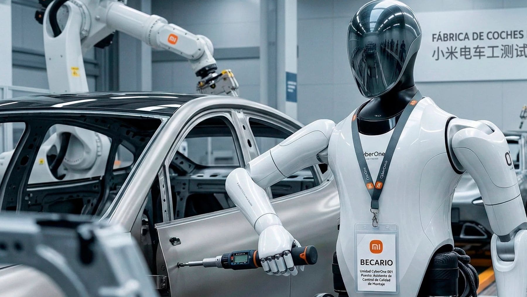 Robot de Xiaomi trabajando en una fábrica automatizada en China donde se producen smartphones sin operarios humanos.